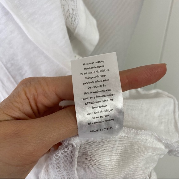 WRAP LONDON Women's 100% LINEN Casual Top White US Sz 12 Tie Neck Bohemian - Picture 12 of 13